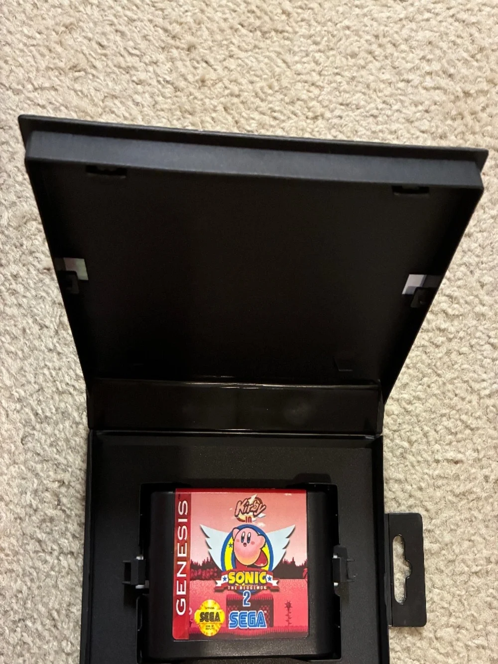 KIRBY IN SONIC THE HEDGEHOG 2 SEGA GENESIS ROMHACK FANMADE HOME-BREW GAME + BOX